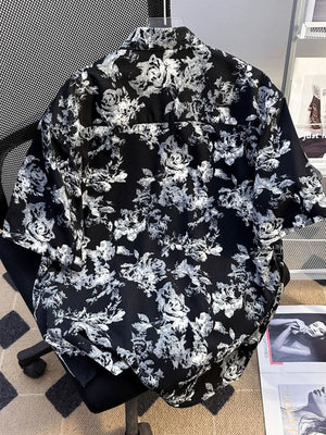 Men's Plus Size Printed Button Up Short Sleeve Shirt - Farnelli