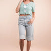 VERY J Front Tie Crochet Crop Top - Mint