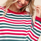 Haptics Full Size Striped Contrast Side Slit Knit Top - Farnelli