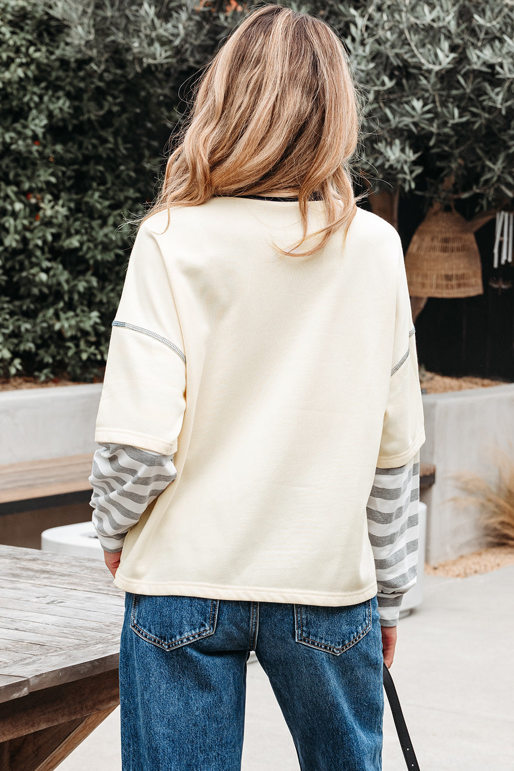Ashley Striped Long Sleeve Two-in-one Top - Farnelli