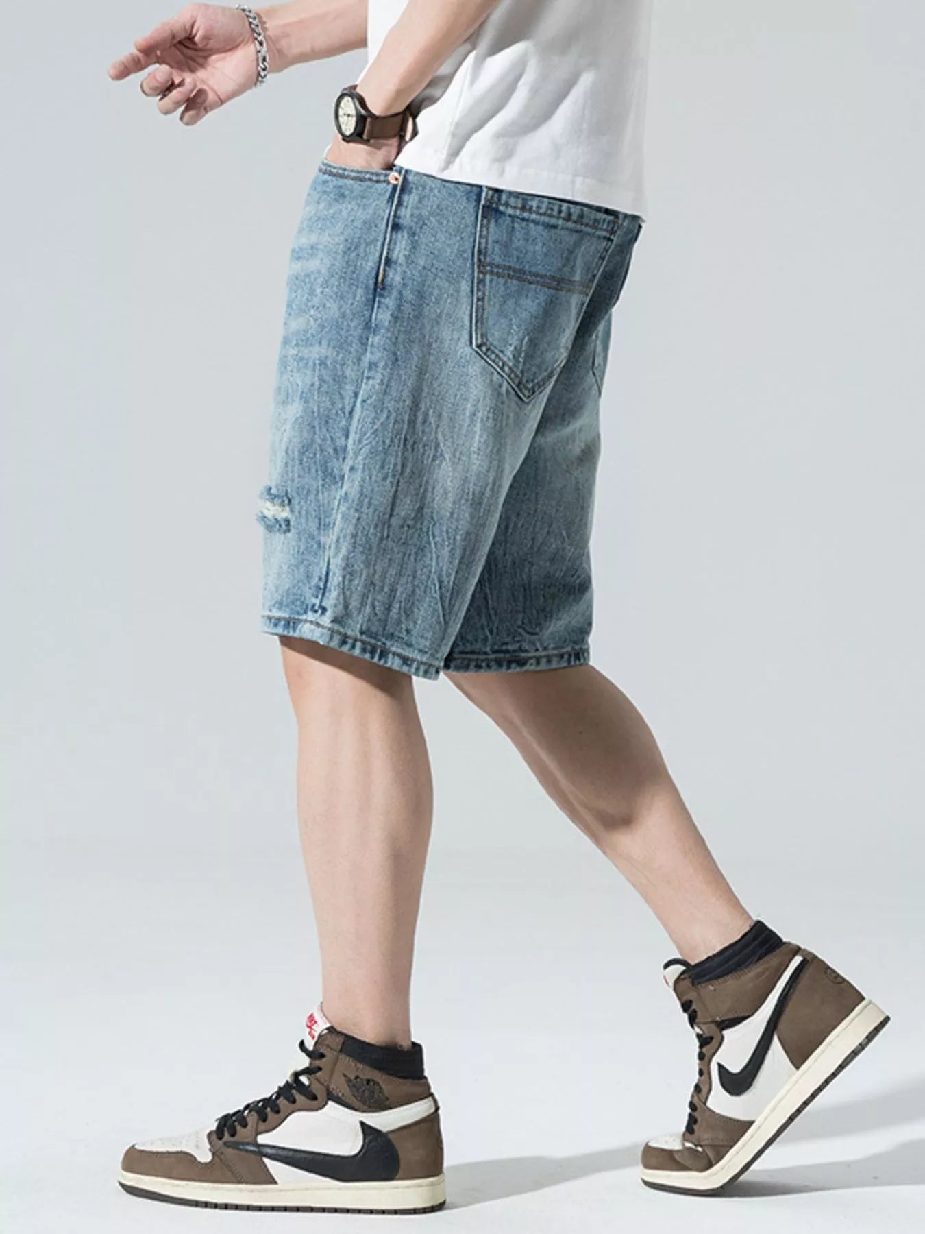 Men's Distressed Denim Shorts - Farnelli