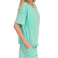 Zenana Acid Washed Short Sleeve Tee & Shorts Set - Farnelli