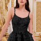 Ladivine 9310 Short A-Line Tiered Tulle Scoop Neckline Cocktail Dress