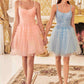 Ladivine 9310 Short A-Line Tiered Tulle Scoop Neckline Cocktail Dress