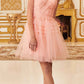 Ladivine 9310 Short A-Line Tiered Tulle Scoop Neckline Cocktail Dress