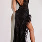 Ladivine 9312 Long Sexy Luxurious Sequin Gown Plunging Neck Side Slit
