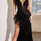 Ladivine 9312 Long Sexy Luxurious Sequin Gown Plunging Neck Side Slit