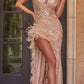 Ladivine 9312 Long Sexy Luxurious Sequin Gown Plunging Neck Side Slit