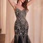 Ladivine 9317 Dress Embellished Fitted Black Mermaid Gown