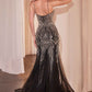 Ladivine 9317 Dress Embellished Fitted Black Mermaid Gown