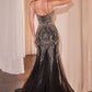 Embellished Black Mermaid Dress - Farnelli