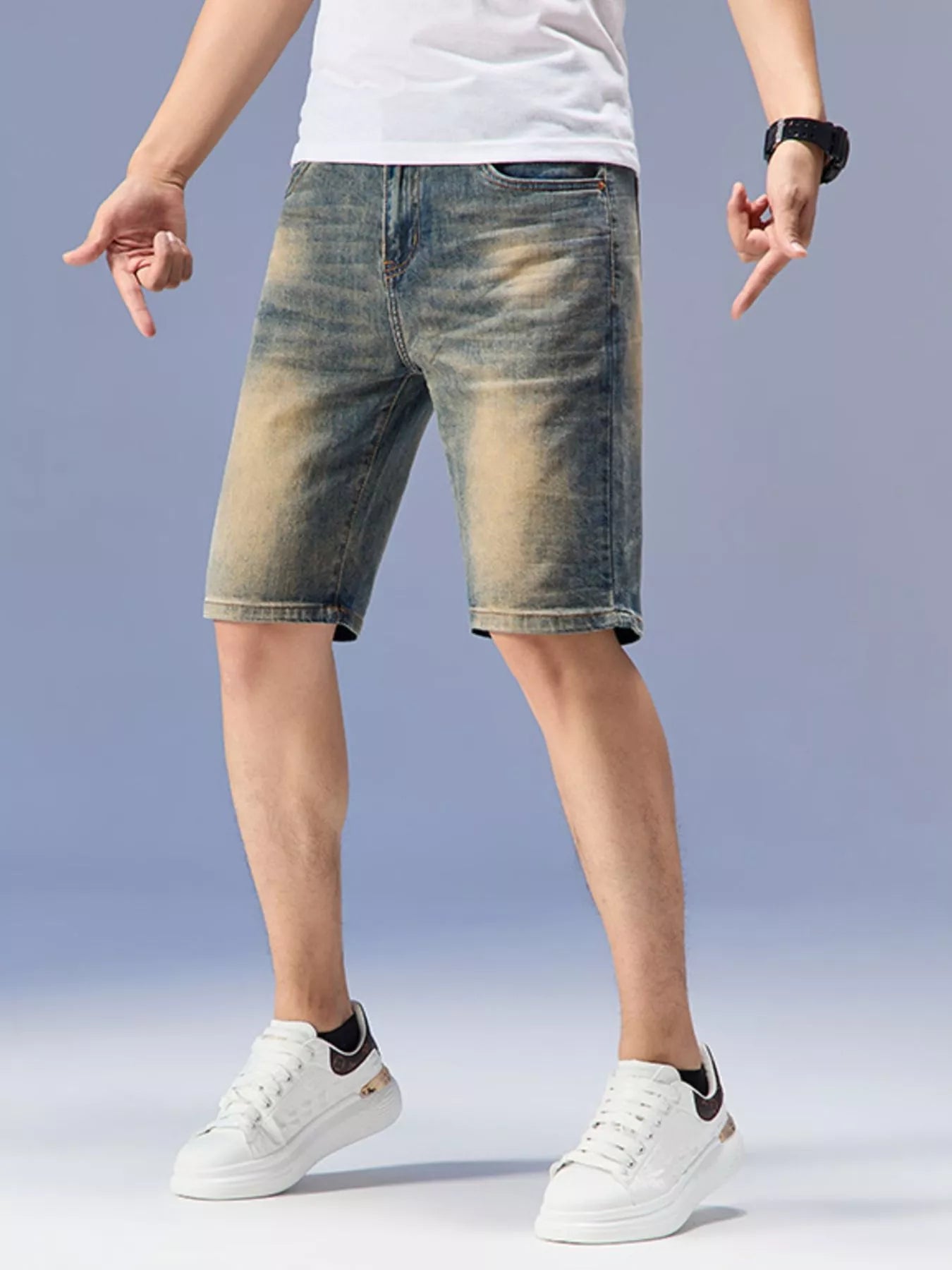 Men's Washed Denim Shorts - Farnelli