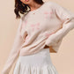 SO ME Embroidered Ribbon Round Neck Sweater - Farnelli