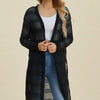 Double Take Full Size Open Front Longline Cardigan - Black