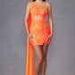 Juliet JT937R Dress One Shoulder Cape Sleeve Cocktail Sequin Gown