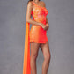 Juliet JT937R Dress One Shoulder Cape Sleeve Cocktail Sequin Gown