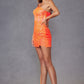 Juliet JT937R Dress One Shoulder Cape Sleeve Cocktail Sequin Gown
