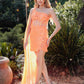 Juliet JT937R Dress One Shoulder Cape Sleeve Cocktail Sequin Gown