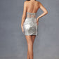 Juliet JT938R Dress Short Fitted Cocktail Metallic Corset Bodice