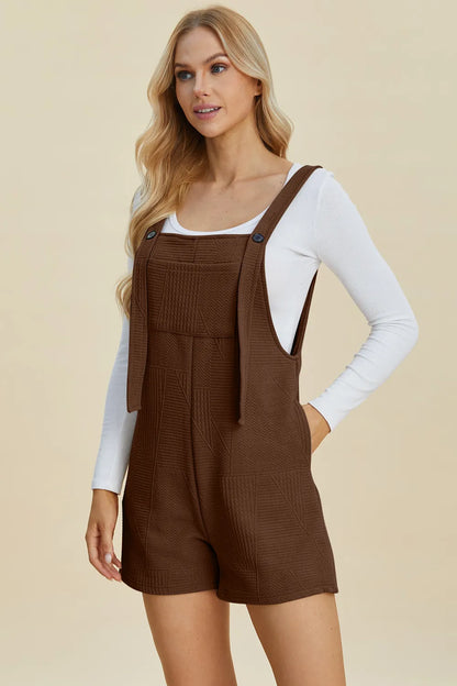 Double Take Full Size Texture Sleeveless Romper - Farnelli
