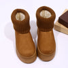 Round Toe Platform Boots - Camel