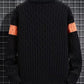 Men's Plus Size Color Block Round Neck Sweater - Farnelli