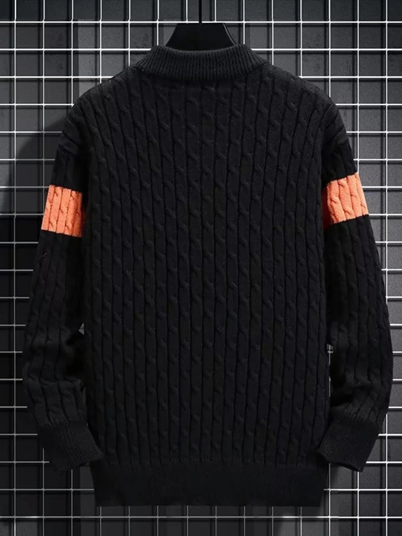 Men's Plus Size Color Block Round Neck Sweater - Farnelli