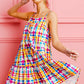 BiBi Multi Colors Plaid Sleeveless Sun Dress - Farnelli
