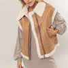 HYFVE Fur-Contrast Zip Up Suede Vest - Brown