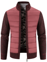 Men's Plus Size Quilted Knit Bomber Jacket with Stand Collar - Farnelli