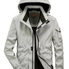 Men's Plus Size Hooded Windproof Outdoor Jacket - Beige White