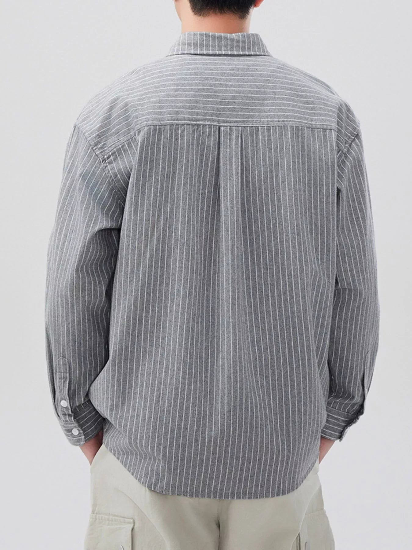 Men's Plus Size Striped Button Up Long Sleeve Shirt - Farnelli