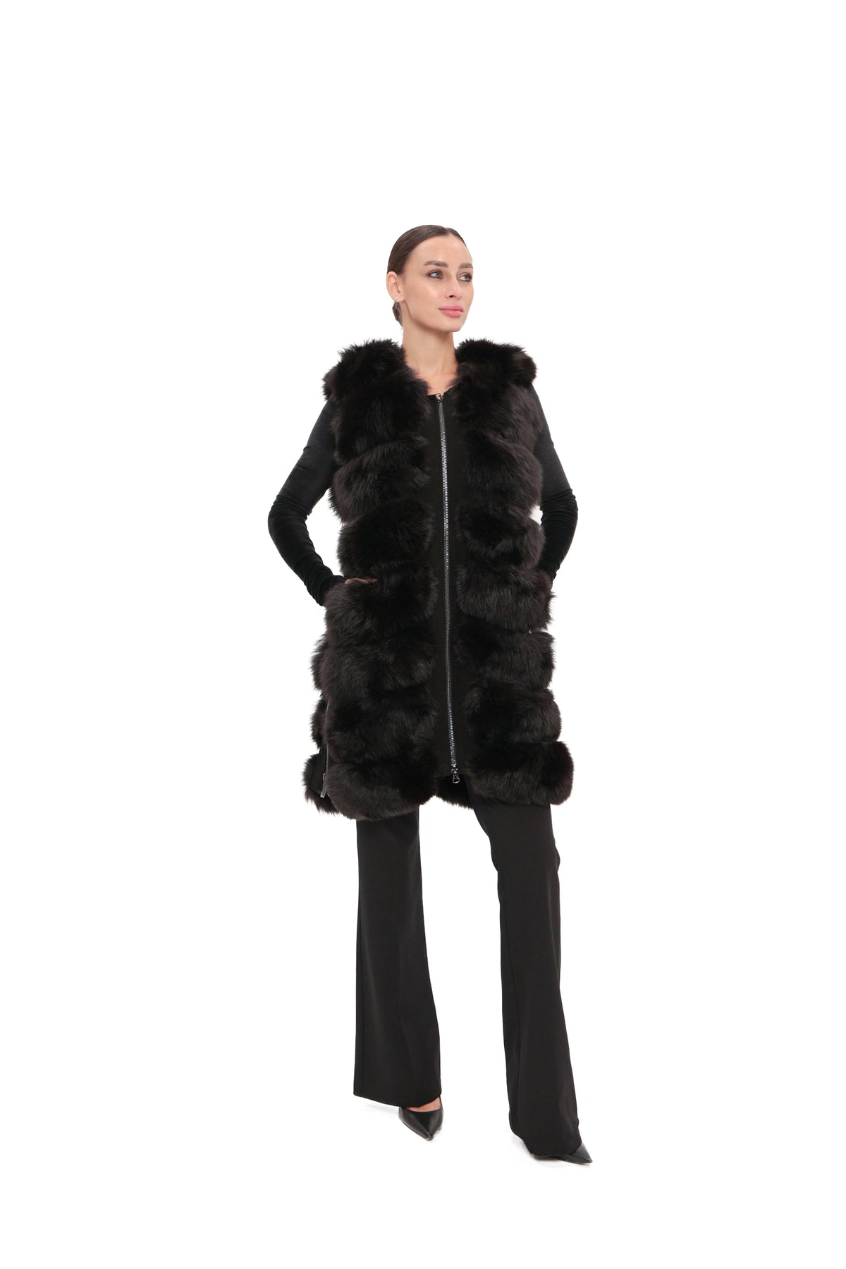Genuine Polar Fox Fur Vest by Alaska® Outerwear Company, 90 cm length