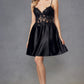 Juliet JT940R Dress V-Neck Leaf Lace Corset Bodice Satin Skirt