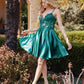 Juliet JT940R Dress V-Neck Leaf Lace Corset Bodice Satin Skirt