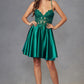 Juliet JT940R Dress V-Neck Leaf Lace Corset Bodice Satin Skirt