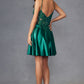 Juliet JT940R Dress V-Neck Leaf Lace Corset Bodice Satin Skirt