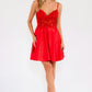 Juliet JT940R Dress V-Neck Leaf Lace Corset Bodice Satin Skirt