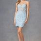 Juliet JT941R Dress Fitted Cocktail Gown with Leaf Lace Corset Bodice