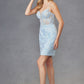 Juliet JT941R Dress Fitted Cocktail Gown with Leaf Lace Corset Bodice