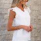 Amani Embroidered Ruffle Trim Textured Blouse - Farnelli