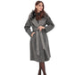 Boston Genuine Silver Fox Cashmere Blend Double-Face Coat in Grey Melange