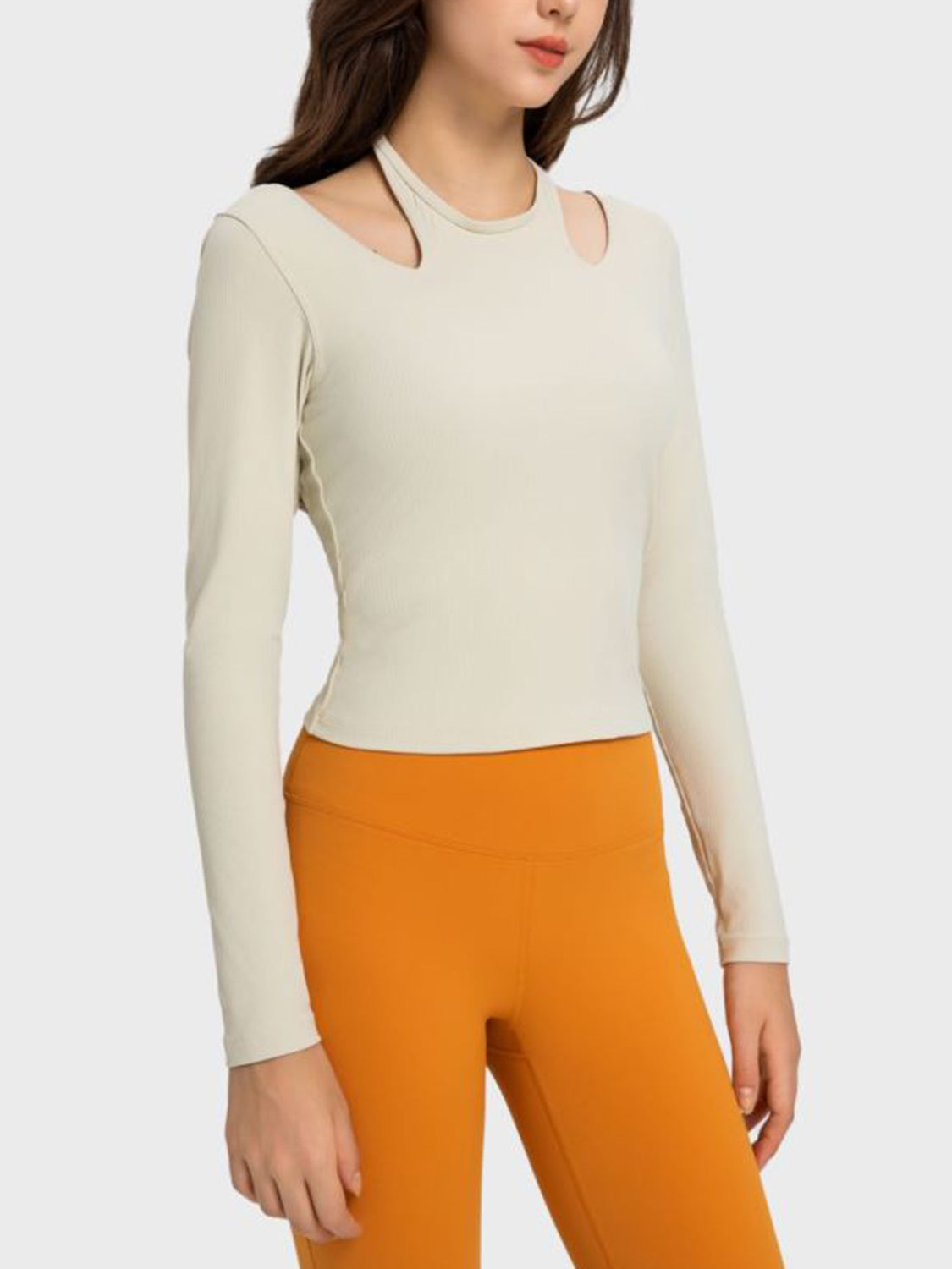 Millennia Halter Neck Long Sleeve Sporty Top - Farnelli