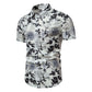 Men's Plus Size Floral Print Short Sleeve Button Down Shirt - Farnelli