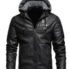 Men's Plus Size Hooded Zip Up Winter Jacket - Black