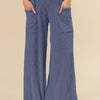 BiBi 2tone Cord Rib Waist Band Side Pocket Pants - INDIGO BLUE
