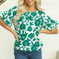 Mavis Floral Ruffled Short Sleeve Loose Blouse - Farnelli