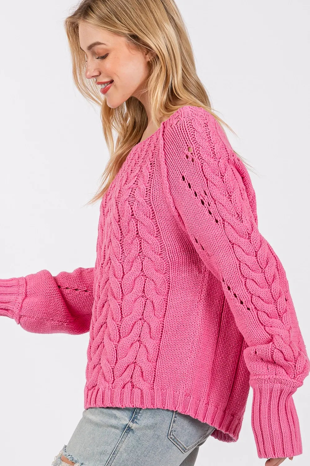 SAGE + FIG Cable-Knit Long Sleeve Sweater - Farnelli
