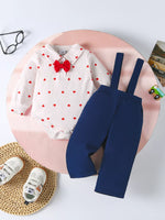 Children's Heart Print Bodysuit & Suspender Pants Set - Farnelli