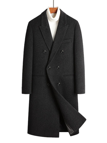 Men's Plus Size Double-Breasted Wool Overcoat - Farnelli